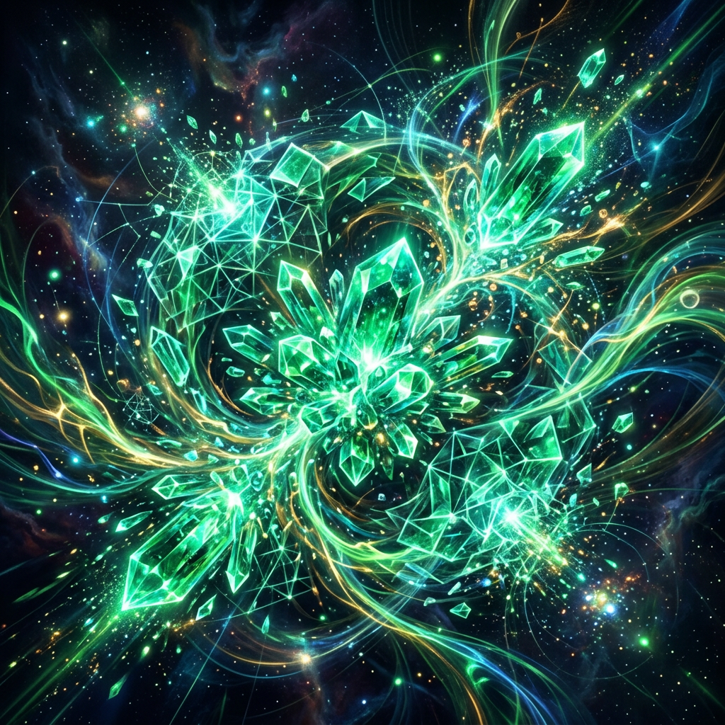 Emerald crystal quantum energy abstract