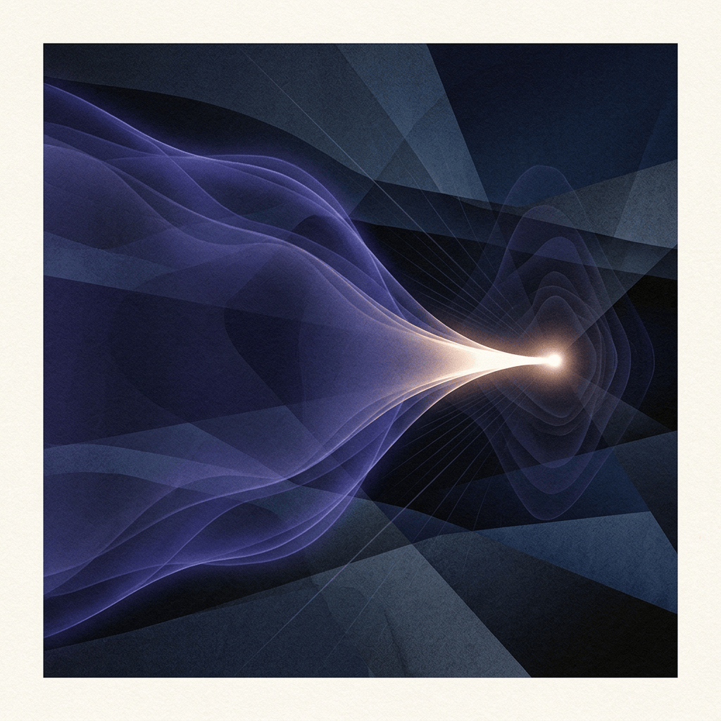 Abstract purple waves converging toward a bright glowing point